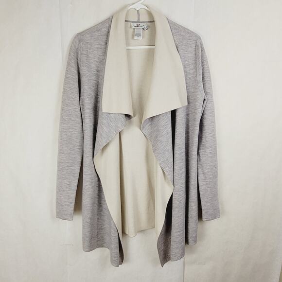 Vineyard Vines Merino wool grey open front cardigan Size Med Preppy Cozycore - Picture 1 of 5